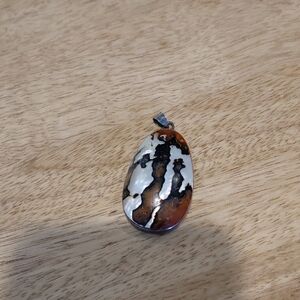 Brown and White Stone Teardrop Pendant Necklace - Women Jewelry